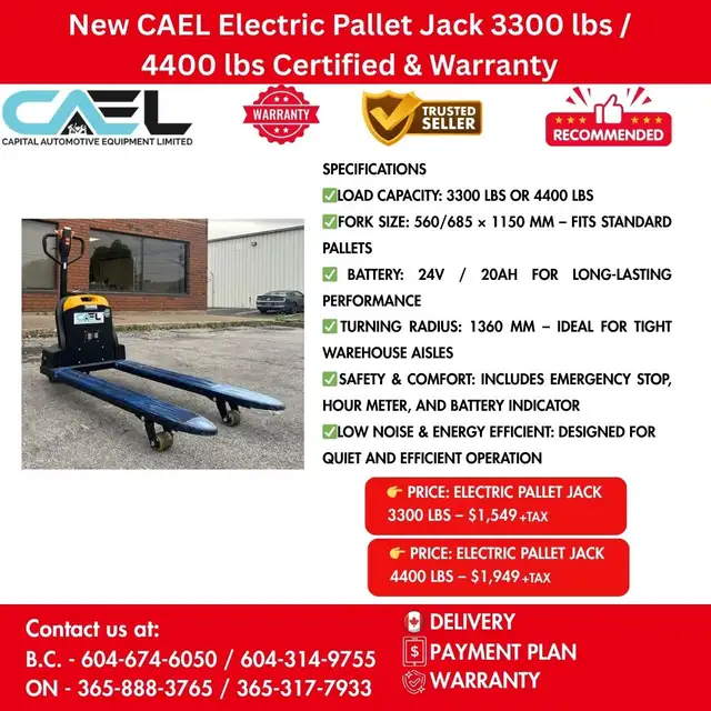 New CAEL Electric Pallet Jack - Stock in Alberta
