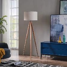 Modern 61" Tripod Floor Lamp – Metal Base with Drum Shade - Photo 2