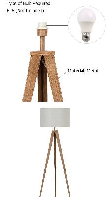 Modern 61" Tripod Floor Lamp – Metal Base with Drum Shade - Photo 4