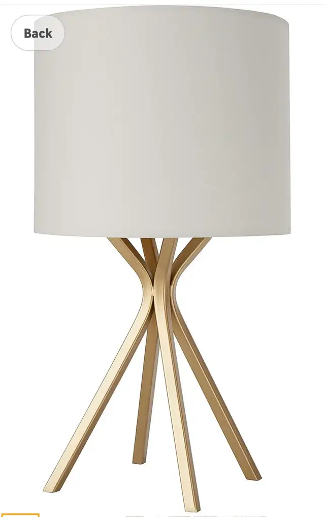 Modern Satin Gold Desk Lamp – Brushed Metal with Linen Shade