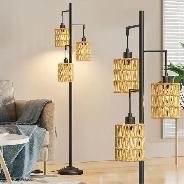 Lampadaires en rotin a 3 lumieres