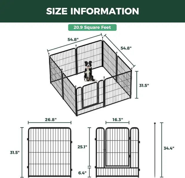 FXW Metal Dog Playpen – Heavy-Duty Outdoor & Indoor Enclosure - Photo 8