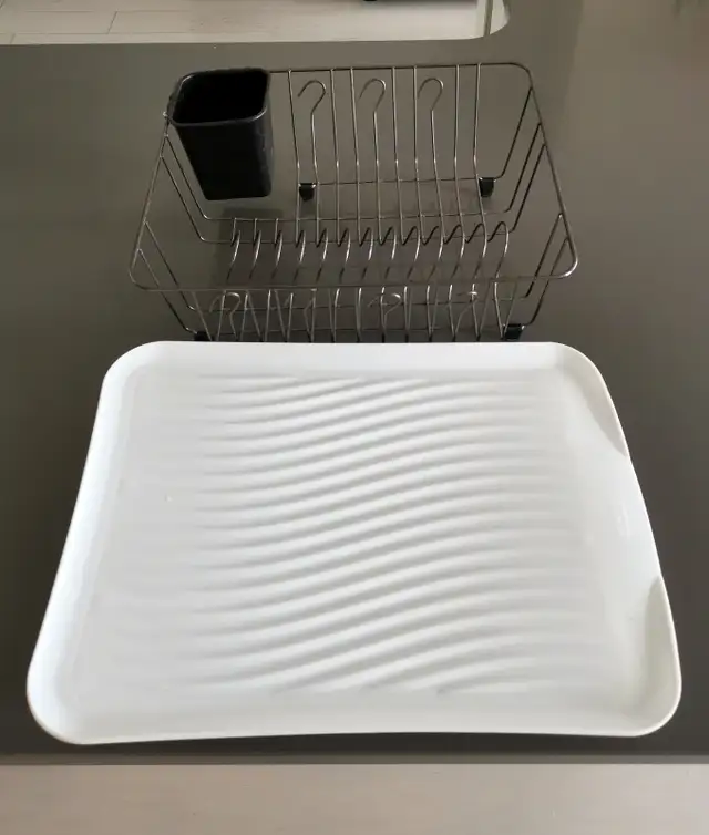 Rust Resistant Dishrack with Flatware Caddy, Angled Drain Board - Photo 3