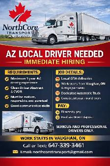 AZ LOCAL DRIVER NEEDED ASAP