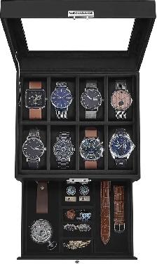 SONGMICS 2-Layer Watch & Jewelry Box – Black