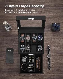 SONGMICS 2-Layer Watch & Jewelry Box – Black - Photo 4