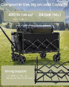SONGMICS Folding Utility Wagon – Ink Black - Photo 3