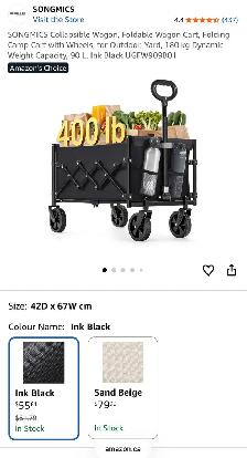 SONGMICS Folding Utility Wagon – Ink Black - Photo 8
