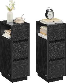 VASAGLE Slim Nightstand Set (2-Piece) – Ebony Black