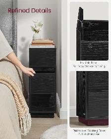 VASAGLE Slim Nightstand Set (2-Piece) – Ebony Black - Photo 6