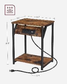 VASAGLE Side Tables with Charging Station – Rustic Brown   Black - Photo 2