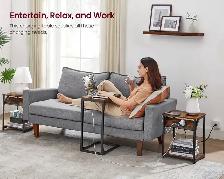 VASAGLE Side Tables with Charging Station – Rustic Brown   Black - Photo 3