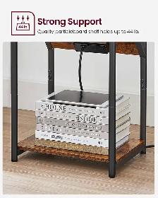 VASAGLE Side Tables with Charging Station – Rustic Brown   Black - Photo 7