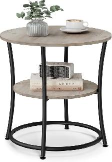 VASAGLE Round Side Table – Heather Greige   Ink Black