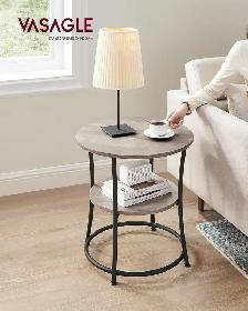 VASAGLE Round Side Table – Heather Greige   Ink Black - Photo 2