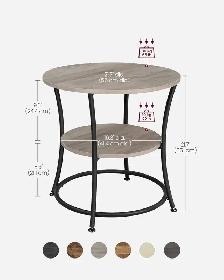 VASAGLE Round Side Table – Heather Greige   Ink Black - Photo 3