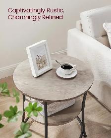 VASAGLE Round Side Table – Heather Greige   Ink Black - Photo 4