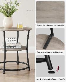 VASAGLE Round Side Table – Heather Greige   Ink Black - Photo 5