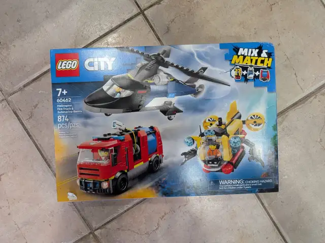 Lego City 60462 Helicopter Fire Truck & Submarine Remix 874PCS
