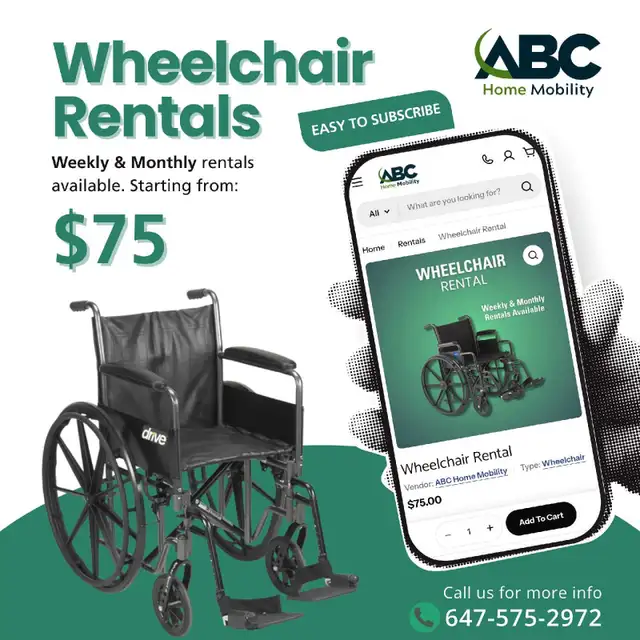 wheelchair rentals - weekly and monthly available