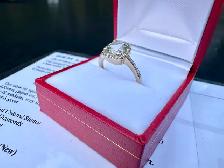 #765 - 14k Yellow Gold, Peridot & Diamond Ring, Size 6 1/2