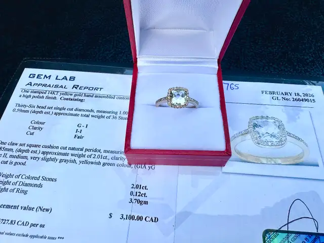 #765 - 14k Yellow Gold, Peridot & Diamond Ring, Size 6 1/2 - Photo 5