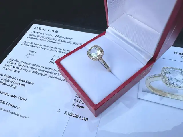 #765 - 14k Yellow Gold, Peridot & Diamond Ring, Size 6 1/2 - Photo 7