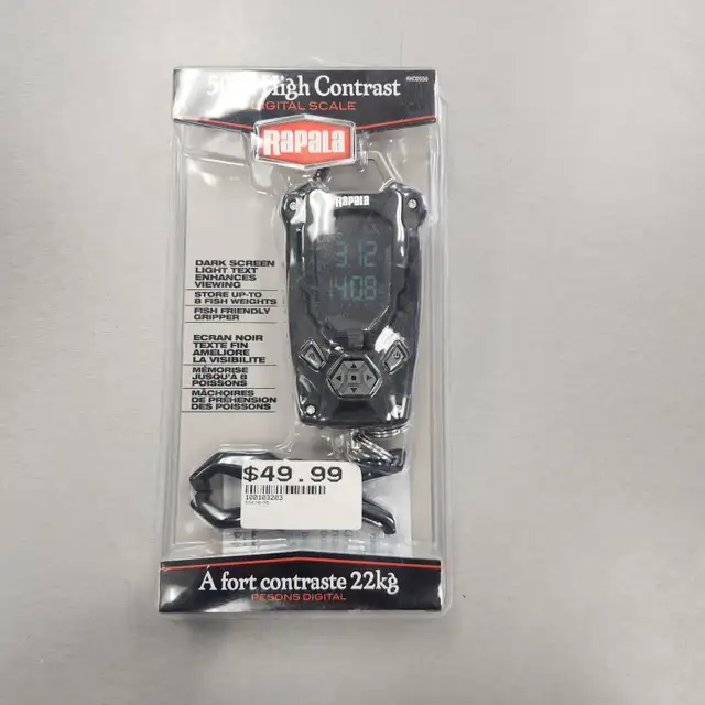 Rapala High Contrast Digital Scale,Black, 50 lbs -BRAND NEW