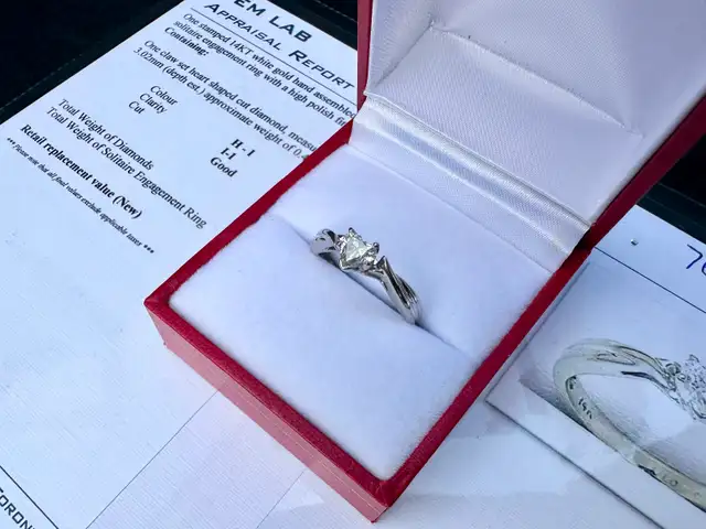 #763 - 14k White Gold, Diamond Heart Ring, Size 5 1/2