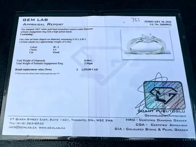 #763 - 14k White Gold, Diamond Heart Ring, Size 5 1/2 - Photo 6