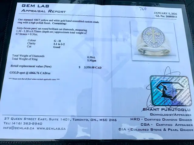 #760 - 10k Yellow & White Gold Diamond Cross Ring, Size 10 - Photo 5