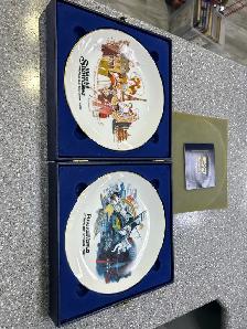 Epcot centre opening day commemorative plate pair