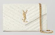 SAINT LAURENT Cassandre Chain matelassé textured-leather wallet