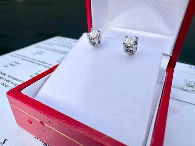 #766 - 14k White Gold, Diamond & Sapphire Vera Wang Studs