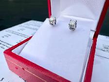 #766 - 14k White Gold, Diamond & Sapphire Vera Wang Studs