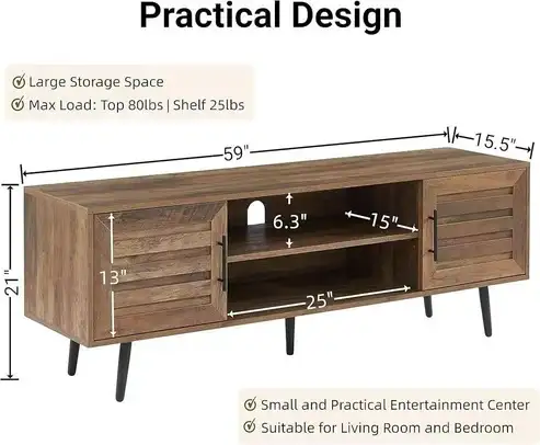Brand New Wood 65" TV Stand with Cabinet Special $99 - Photo 6