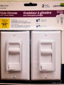 LEVITON 3-Way Slide Dimmer SWITCH 2-Pack White Decora UNIVERSAL