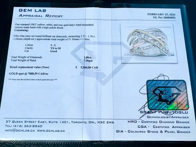 #773 - 10kt Tri Colour Gold, 1.00 Carat Diamond Ring, Size 7 1/2 - Photo 7