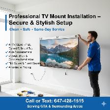 Clean TV Mounting & Wire Hiding – All Wall Types – 647 428-1515