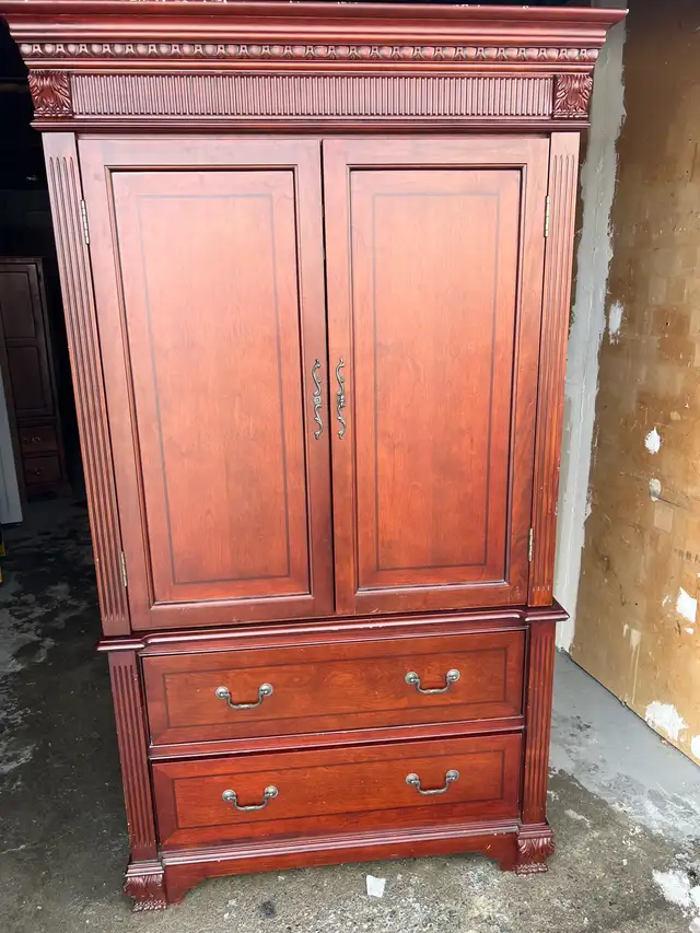 Free delivery used Large Wooden Armoire Wardrobe with Drawers
