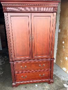 Free delivery used Large Wooden Armoire Wardrobe with Drawers