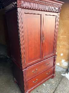 Free delivery used Large Wooden Armoire Wardrobe with Drawers - Photo 4