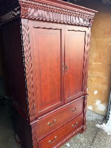Free delivery used Large Wooden Armoire Wardrobe with Drawers - Photo 5