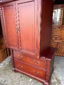 Free delivery used Large Wooden Armoire Wardrobe with Drawers - Photo 6