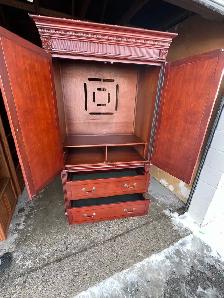 Free delivery used Large Wooden Armoire Wardrobe with Drawers - Photo 9