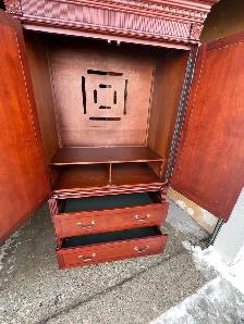 Free delivery used Large Wooden Armoire Wardrobe with Drawers - Photo 10