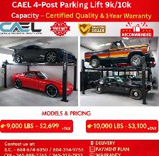 New CAEL 4-Post Parking Storage Lift 9k/10k Capacity – Certified