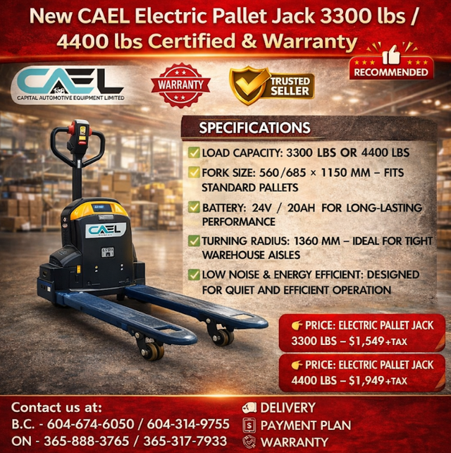 CAEL Brand New Pallet Jacks- In Alberta