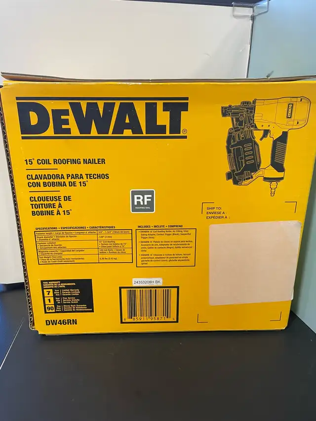 NEW DEWALT COIL ROOFING NAILER DW46RN - Photo 2
