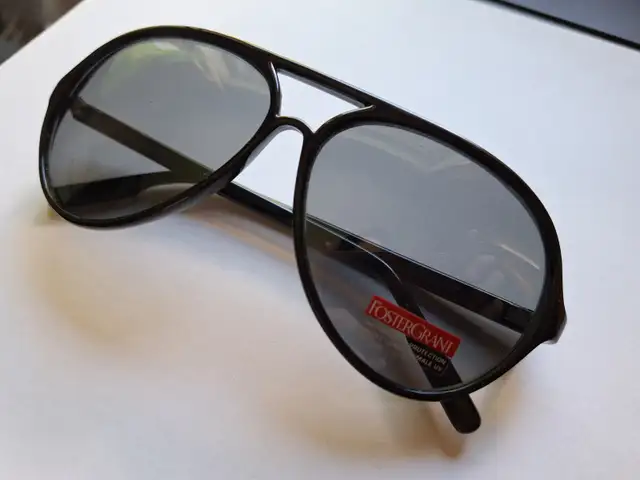 Men’s Foster Grant Black Aviator Sunglasses - New - Photo 2